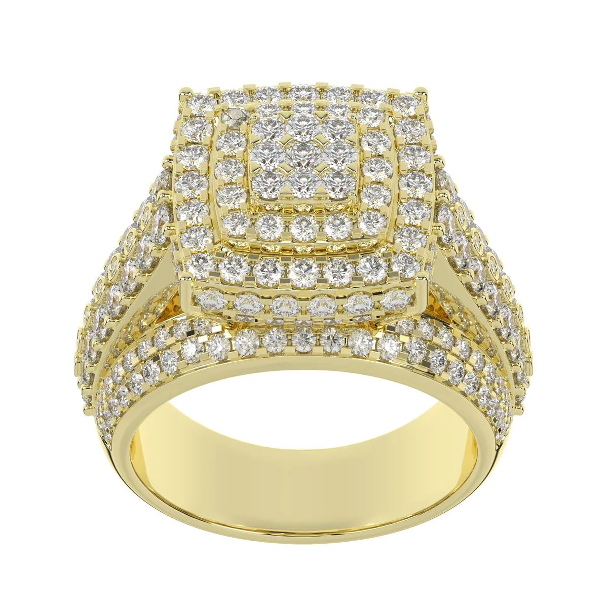 Moissanite Head Iced Out Square Cluster Round Cut Diamond Wedding Ring For Men