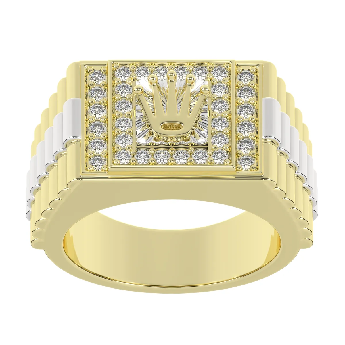 Moissanite Round Brilliant Cut diamond Ring With Rolex Style  For Men