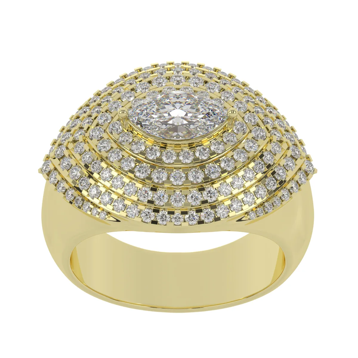 Evil Eye Moissanite Marquise Cut Head Full Iced Out  Diamond Ring For Men 