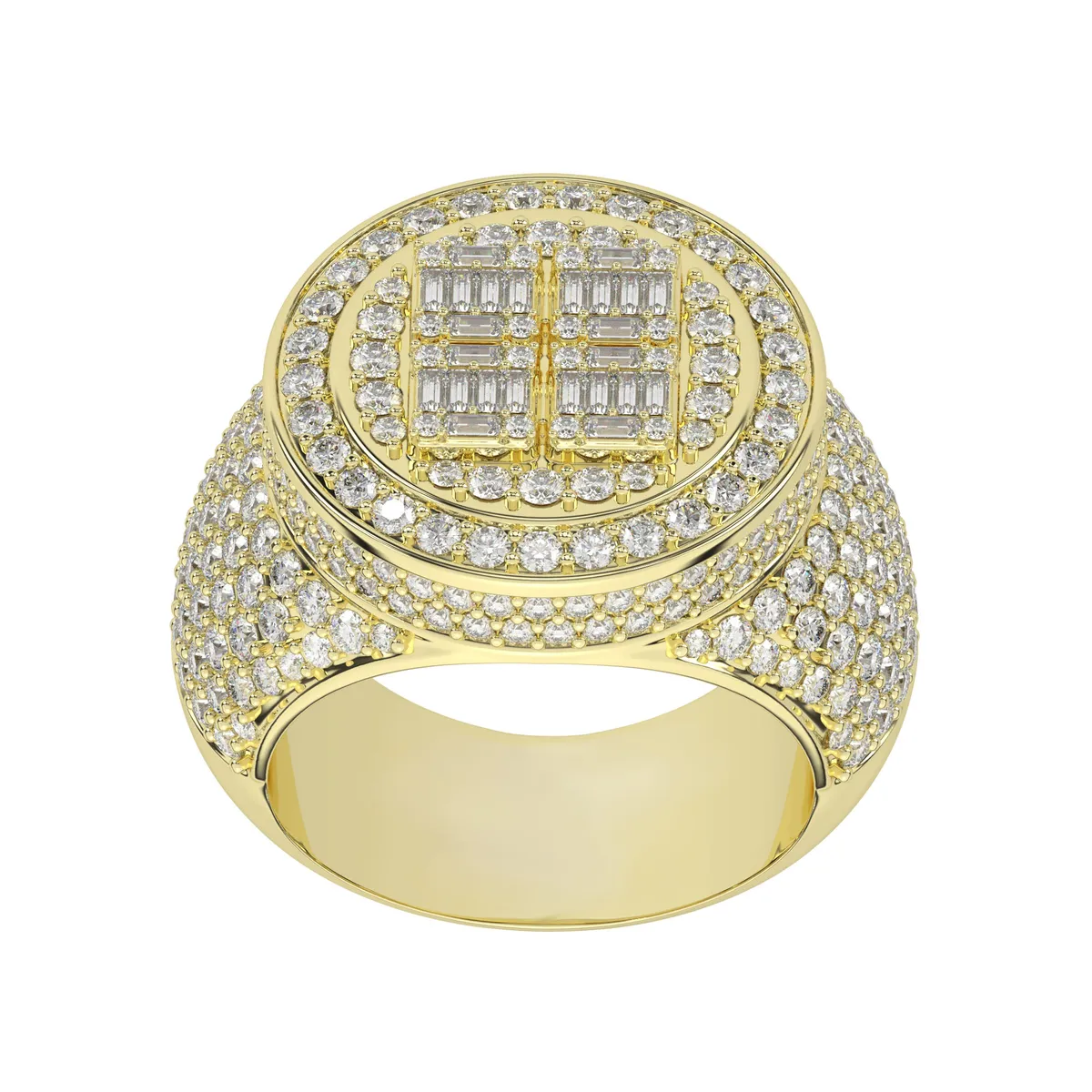 Grand Emperor Moissanite Emerald And Round Cut Diamond  Ring For Men 