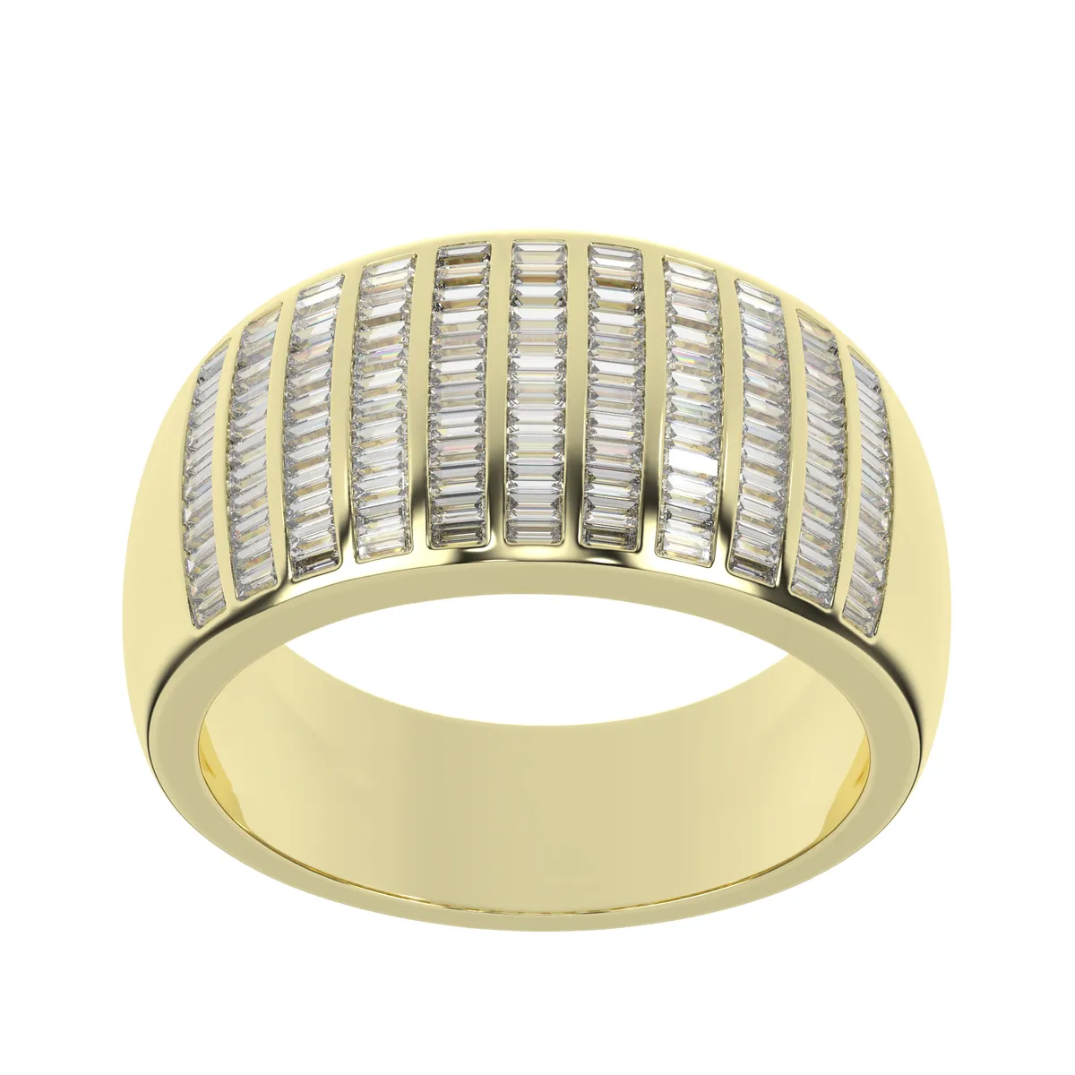 Yellow Gold Moissanite Emerald Cut Diamond Band Ring For Men