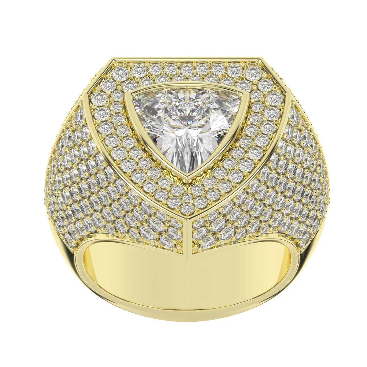 Moissanite Triangle Shaped Gemstone Hip Hop Diamond Ring For Men 