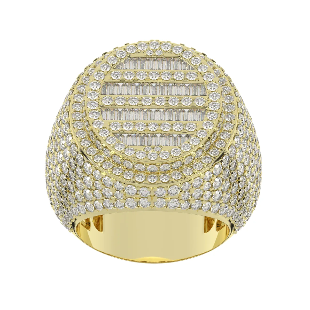 Moissanite Diamond Round Cluster Studded Statement Hip Hop Ring