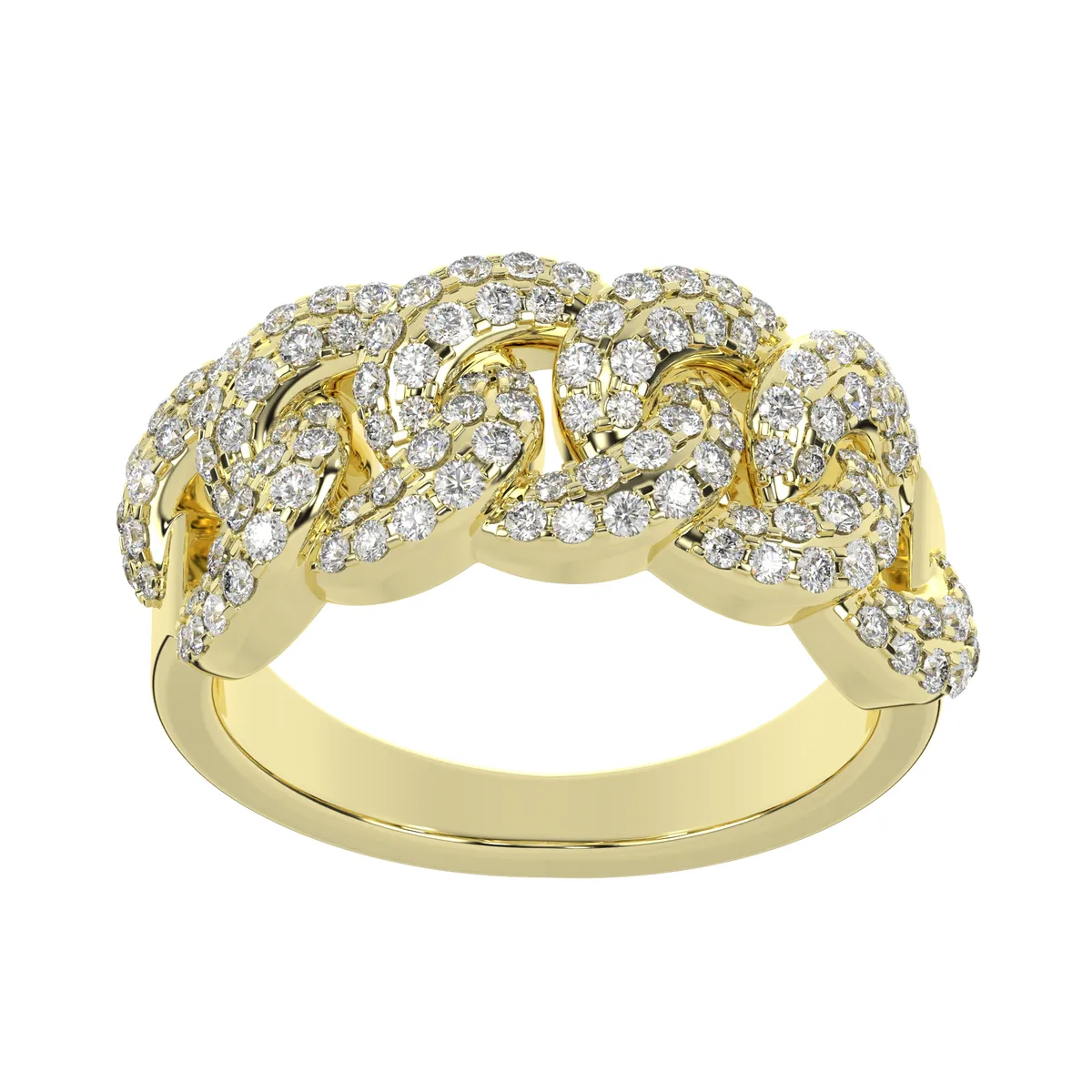 Fully Iced Moissanite Diamond Cuban Link Engagement Ring