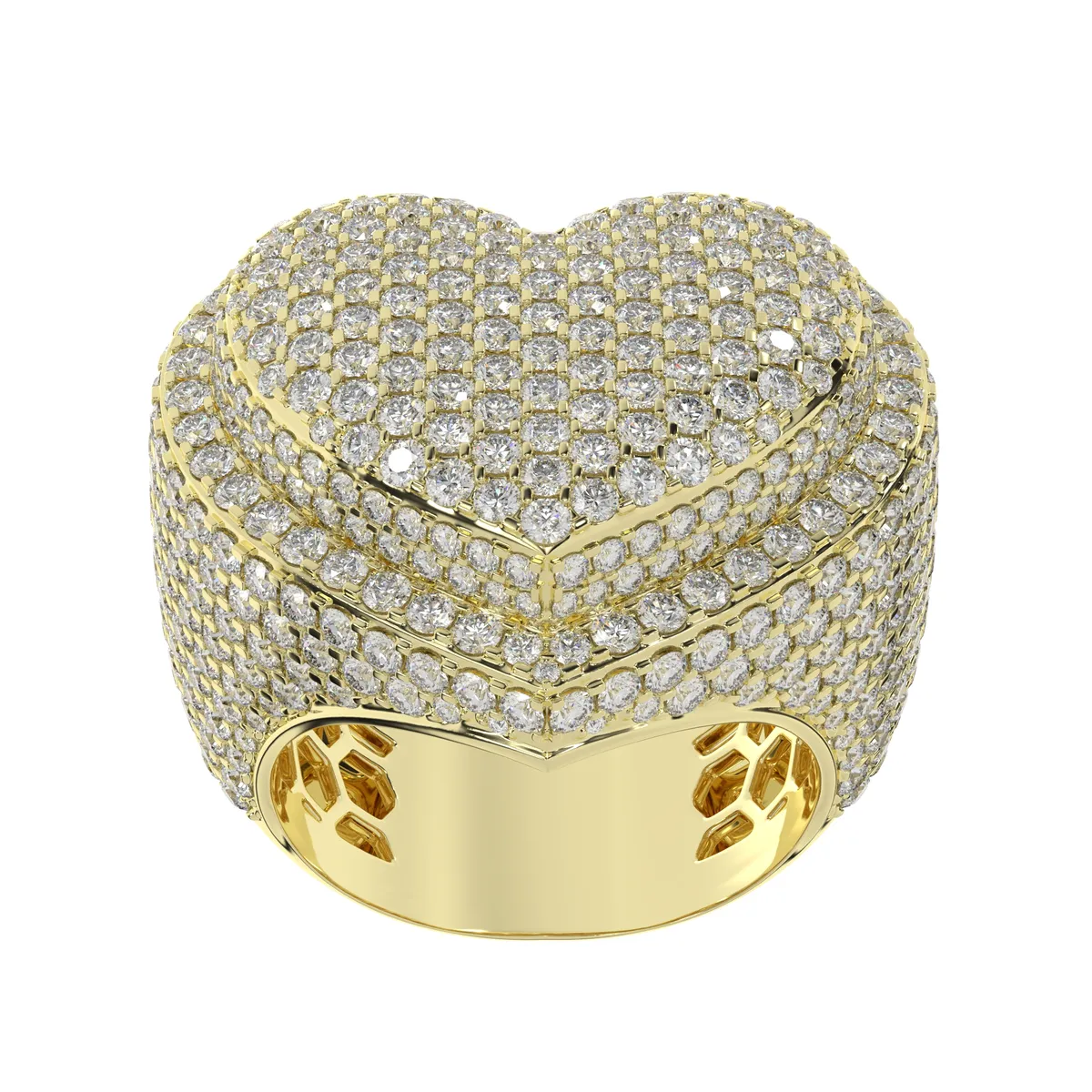 Moissanite Heart shape Hip Hop Iced Diamond Ring For Men 