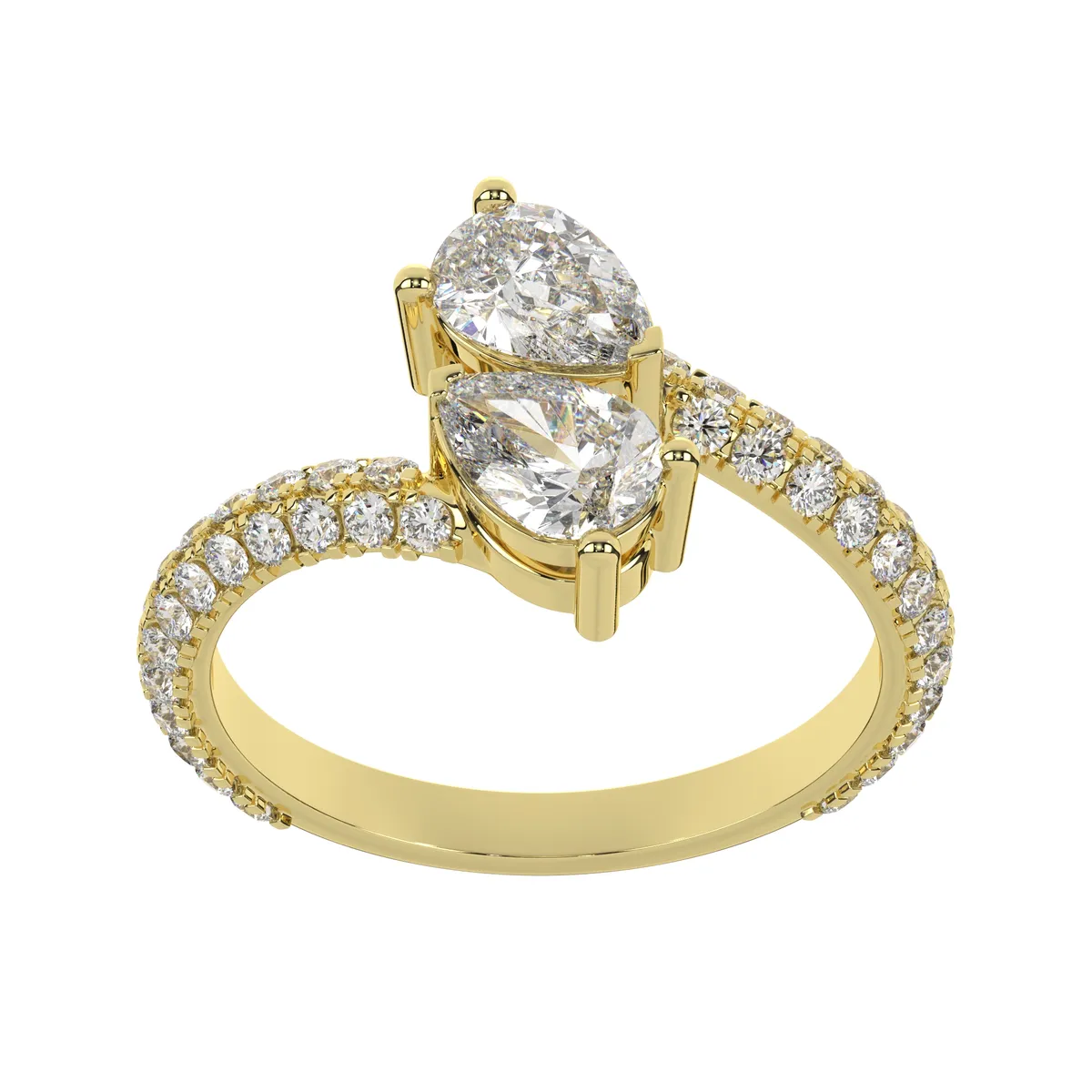 Stylish Ring with Pear and Round Diamonds Perfect Blend of Shapes