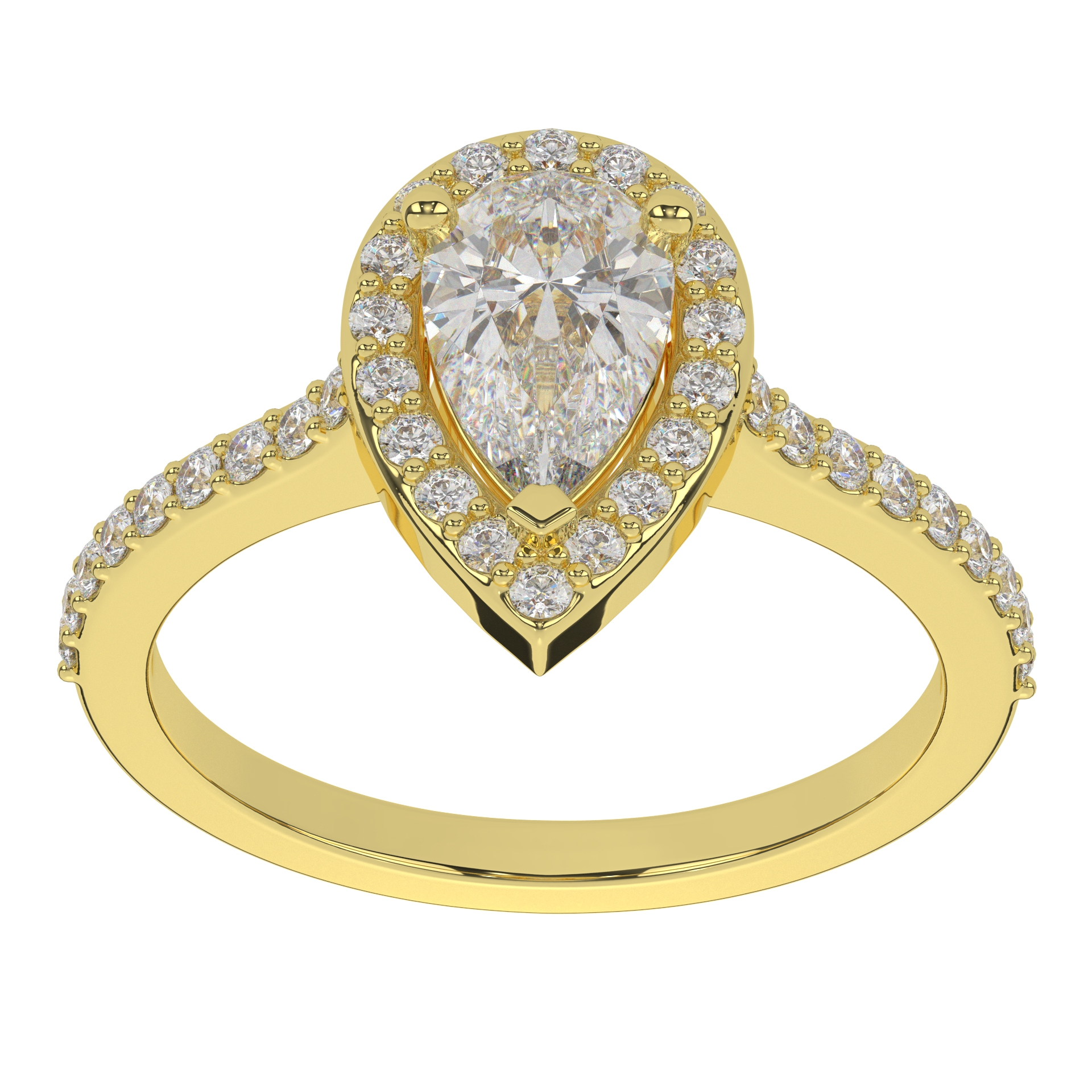 Moissanite Halo Pear Cut Solitaire Proposal Diamond Ring For Women 