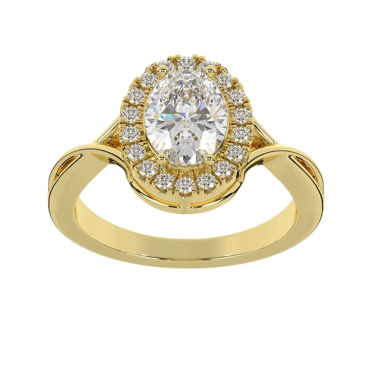 Stunning Oval Diamond Ring Accented with Round Side Diamonds