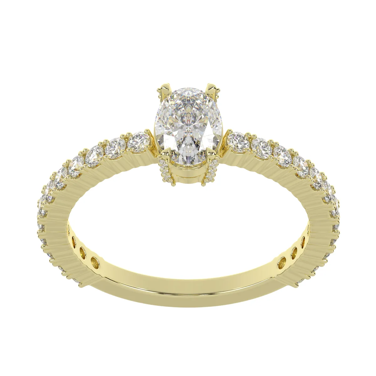 Oval Diamond Solitaire Pavé Engagement Ring