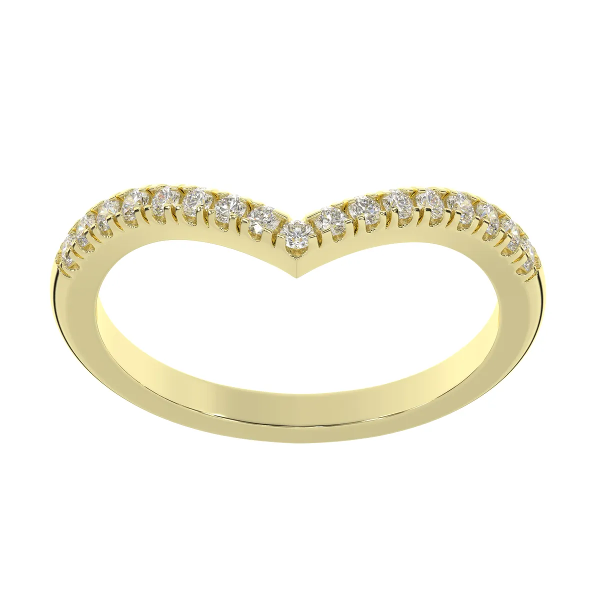Yellow Gold Pave Diamond Curved Stackable Ring