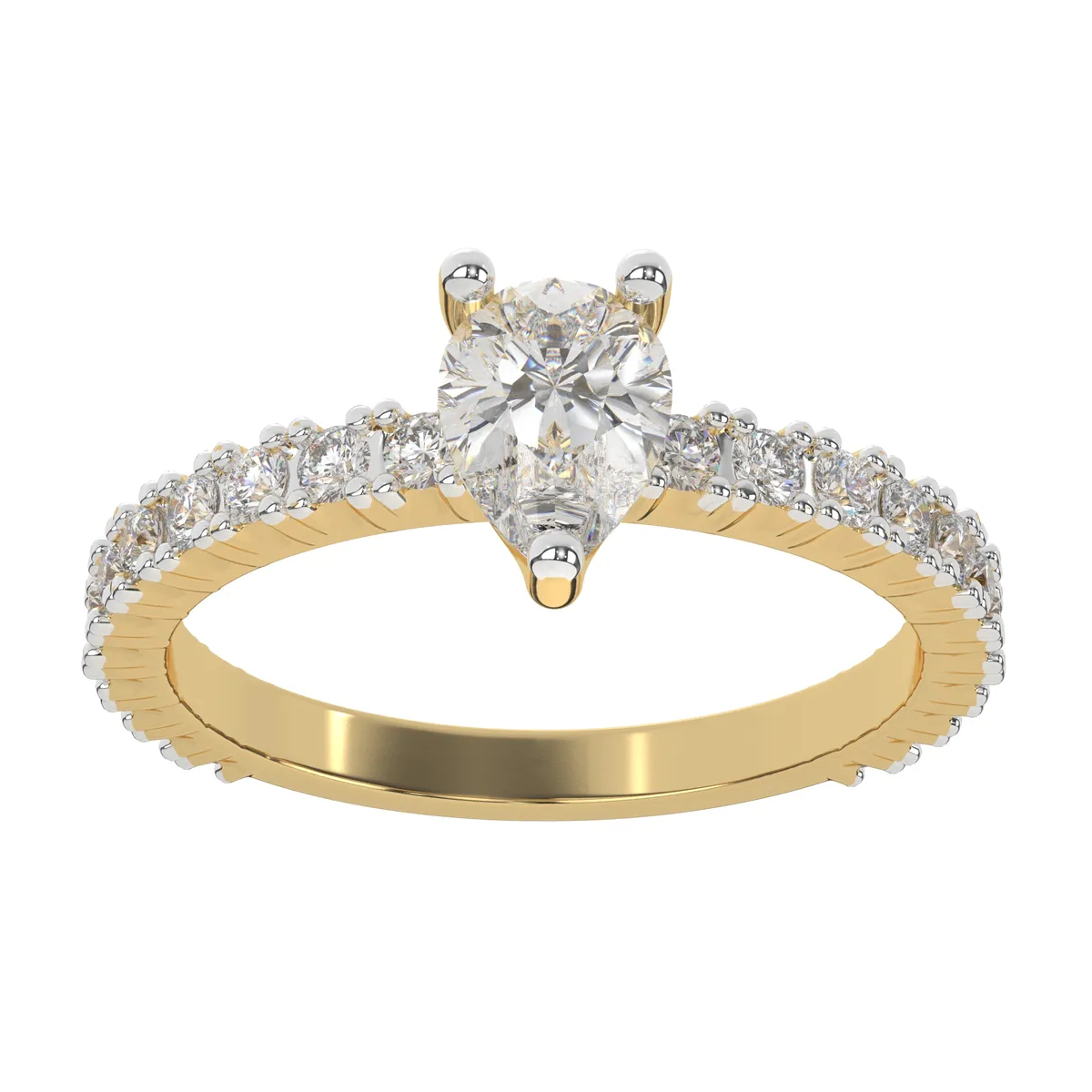 Eternity Band With Pear Cut Solitaire Diamond Wedding Ring For Women