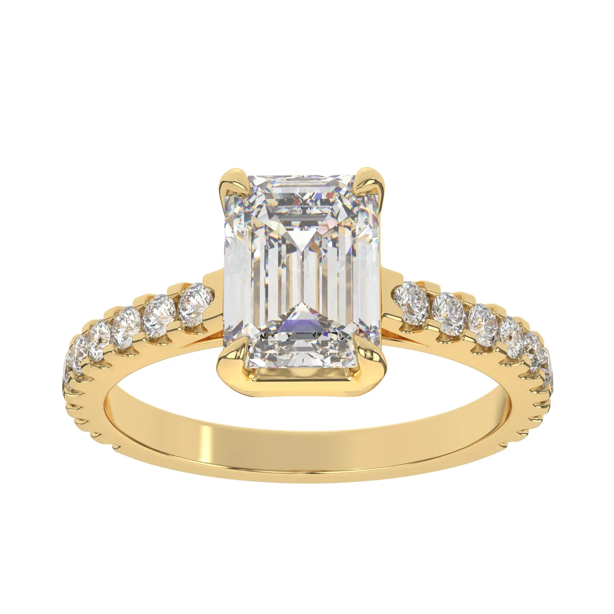 Eternity Band With Moissanite Emerald Cut Diamond Engagement Ring For Women