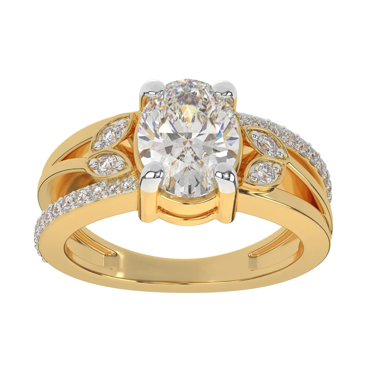 Moissanite Oval Diamond Twisted Vine Engagement Ring For Women