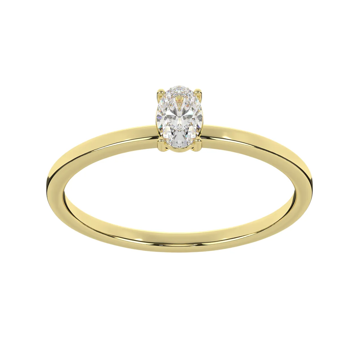 Minimalist Gold Oval Diamond Solitaire Ring