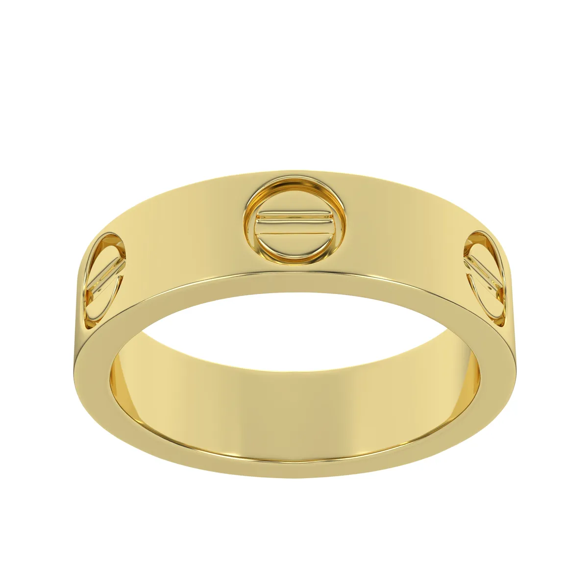 Gold Wide Band with Screw Impressions
