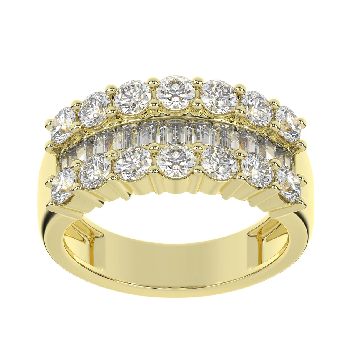 Contemporary Multi-Row Baguette Diamond Anniversary Band