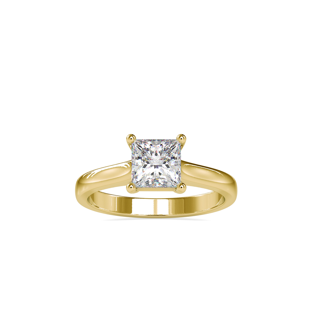 Plain Style Band with Princess Prong Setting Solitaire Diamond Proposal Ring For Women