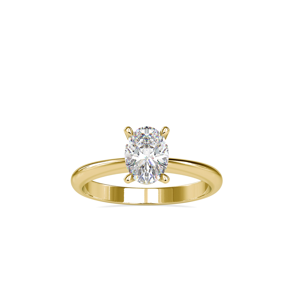 Beautiful Plain Band With Oval Solitaire Diamond Proposal Ring For Women