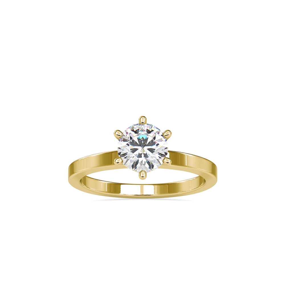  Beautiful Plain Band With Round Brilliant Solitaire Diamond Ring For Women