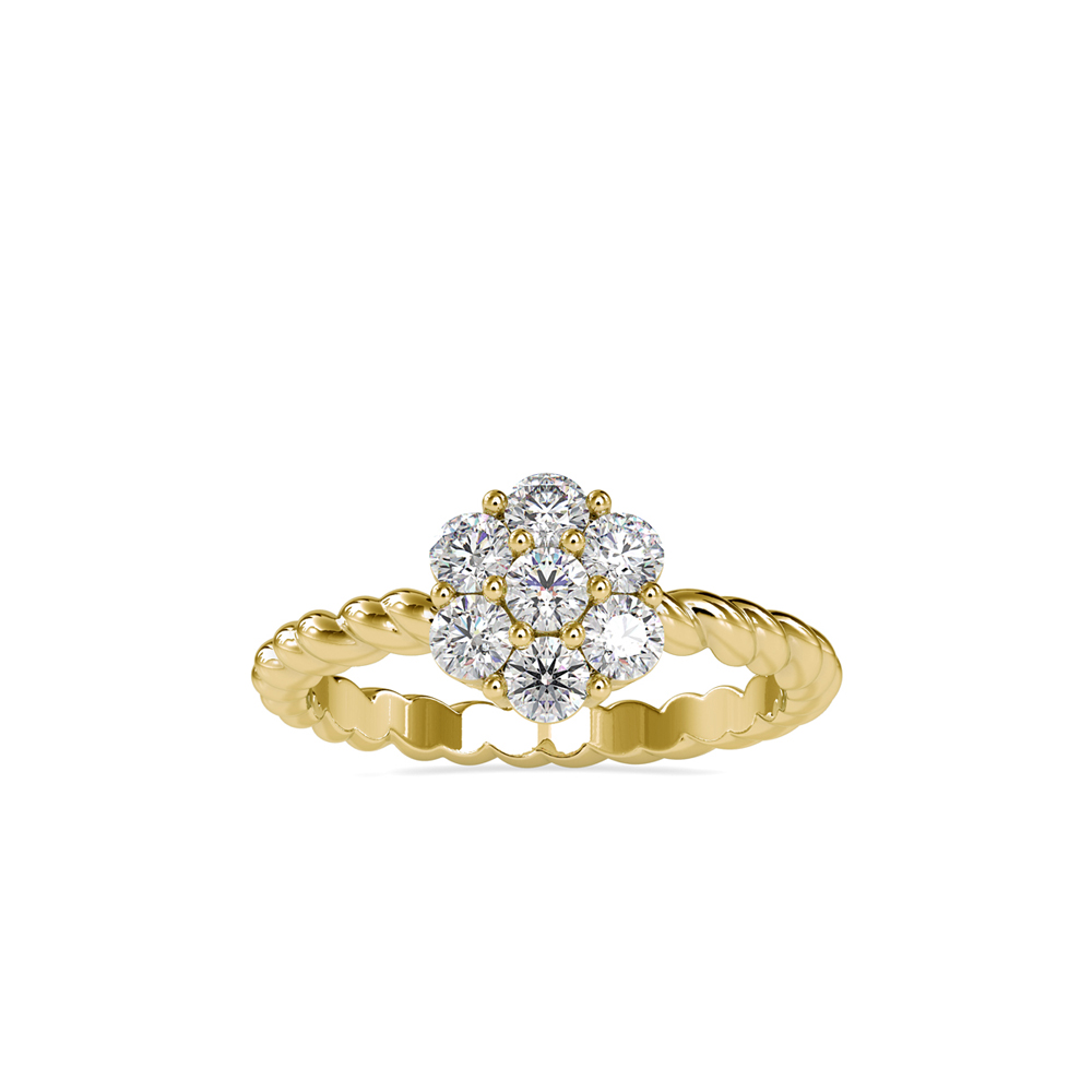 Classical Twisted Band With Flower Design Round Brilliant Diamond Engagement Ring For Women