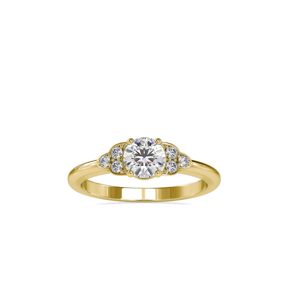 Classic Plain Band With Round Brilliant Prong setting diamond Wedding Ring For Women