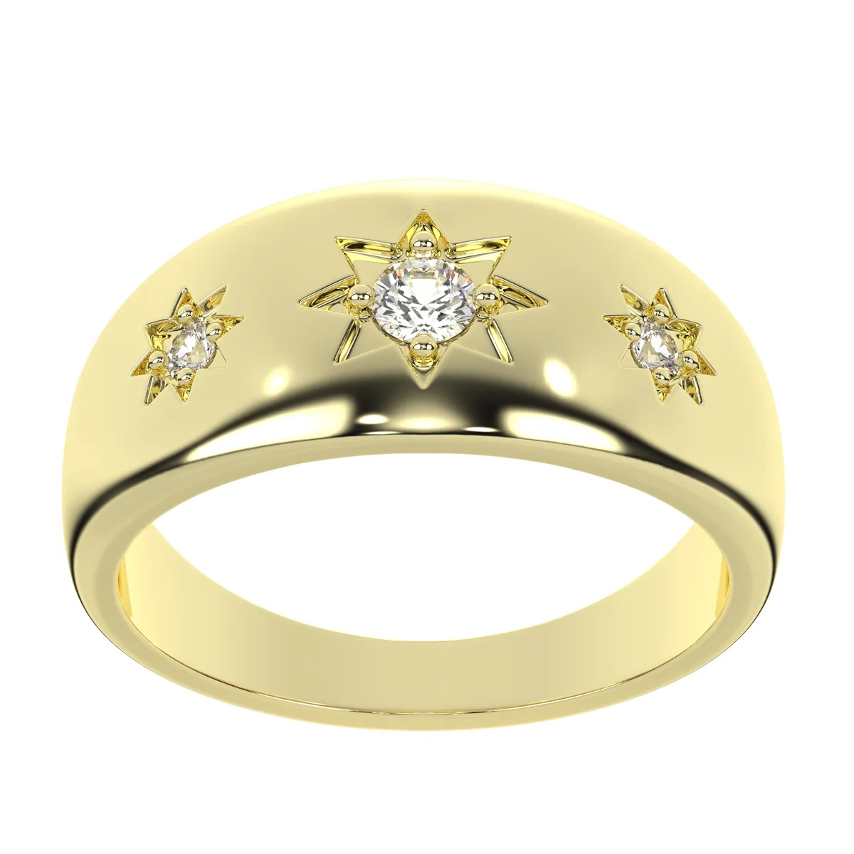 Starburst Diamond Signet Ring