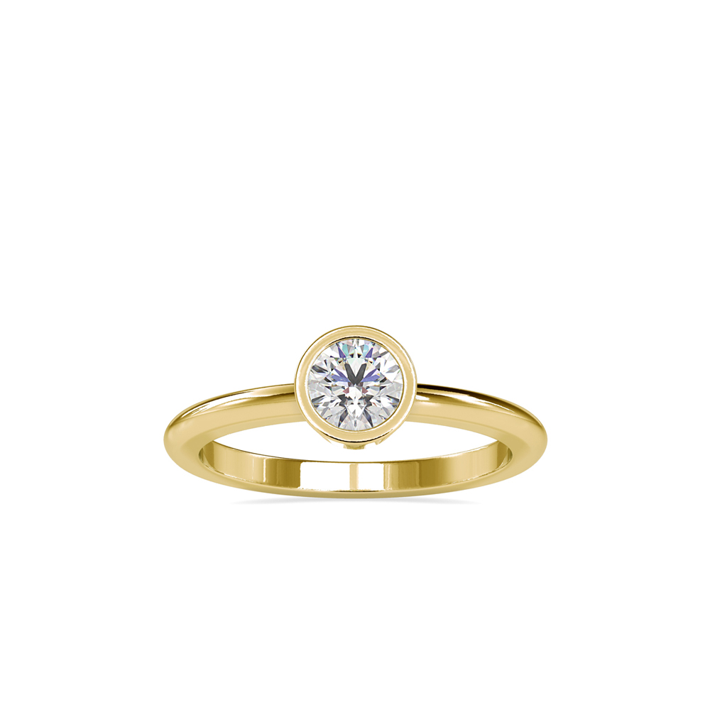 Classic Moissanite Round Brilliant Cut With Bezel Style Solitaire Diamond Proposal Ring For Women