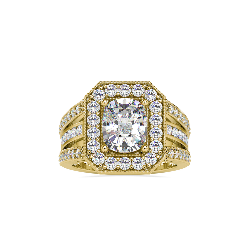 Cushion-Cut Diamond Halo Ring with Split-Shank Band