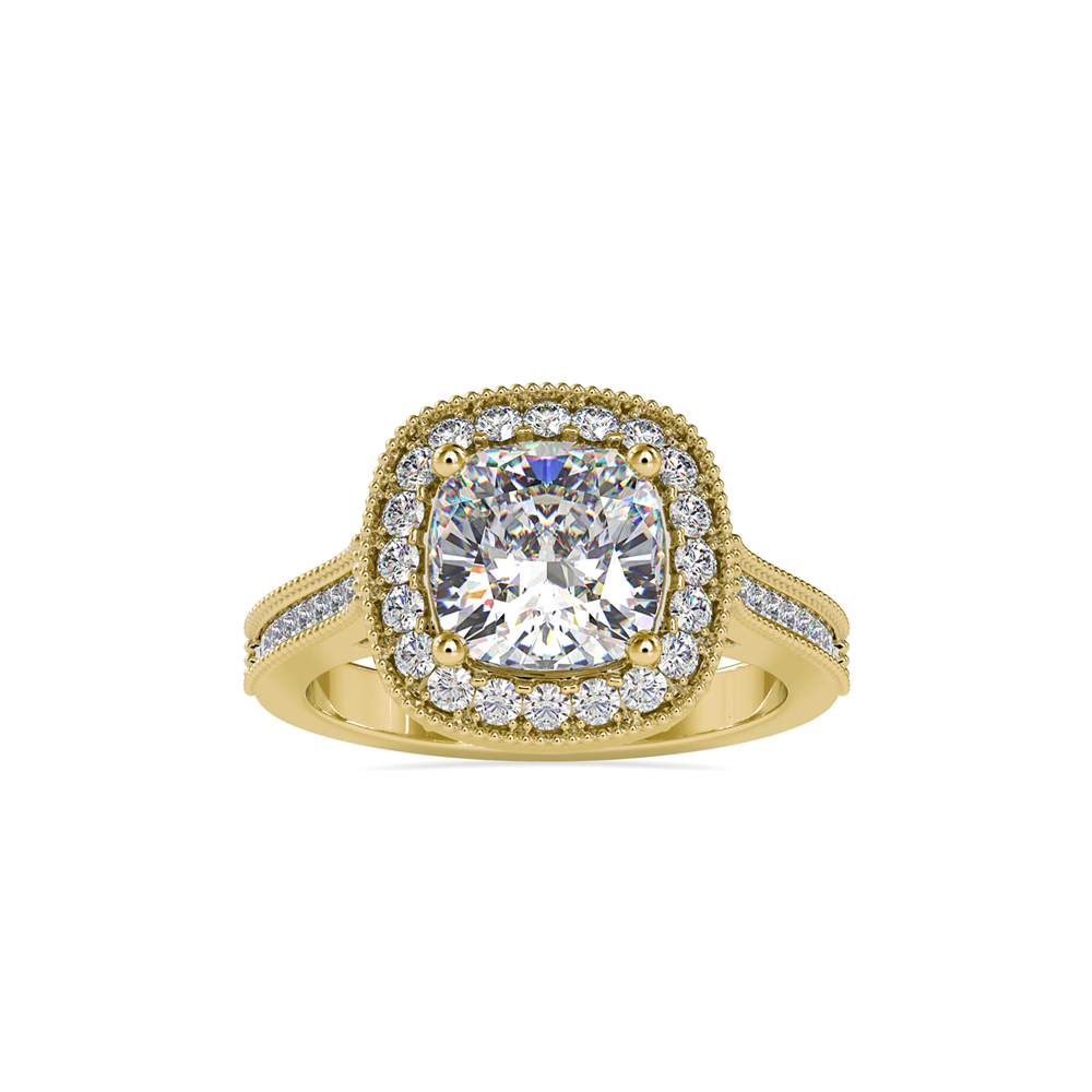 Vintage-Inspired Cushion Halo Engagement Ring