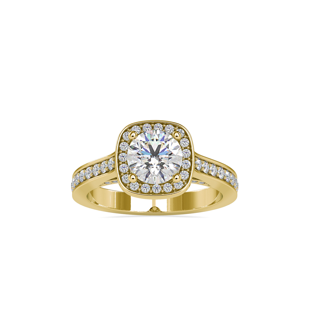 Brilliant Yellow Gold Diamond Halo Ring