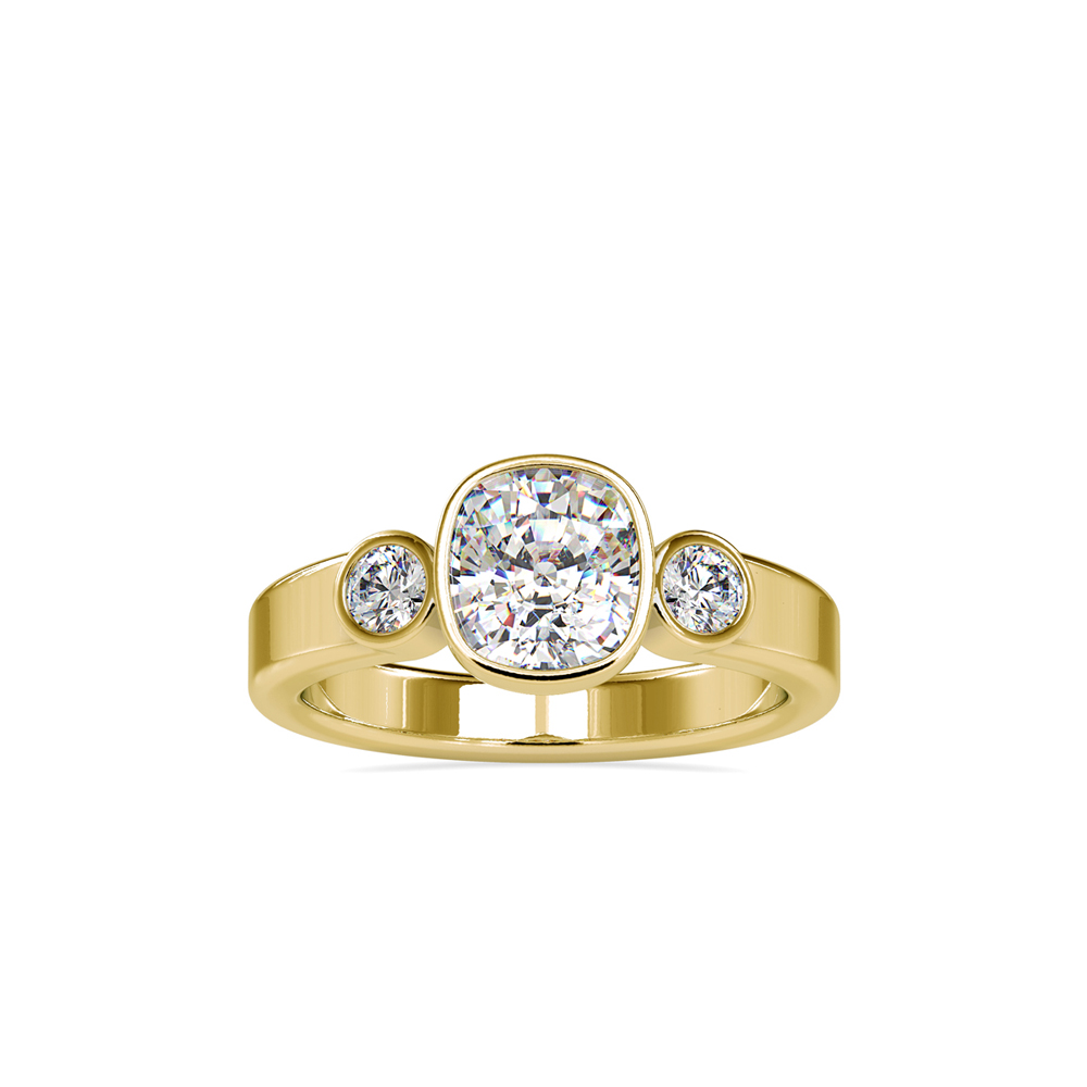 Contemporary Cushion-Cut Diamond Three-Stone Ring