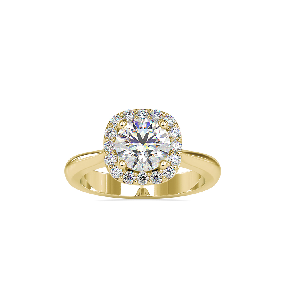 Round Center Diamond Halo Solitaire with Clean Shank