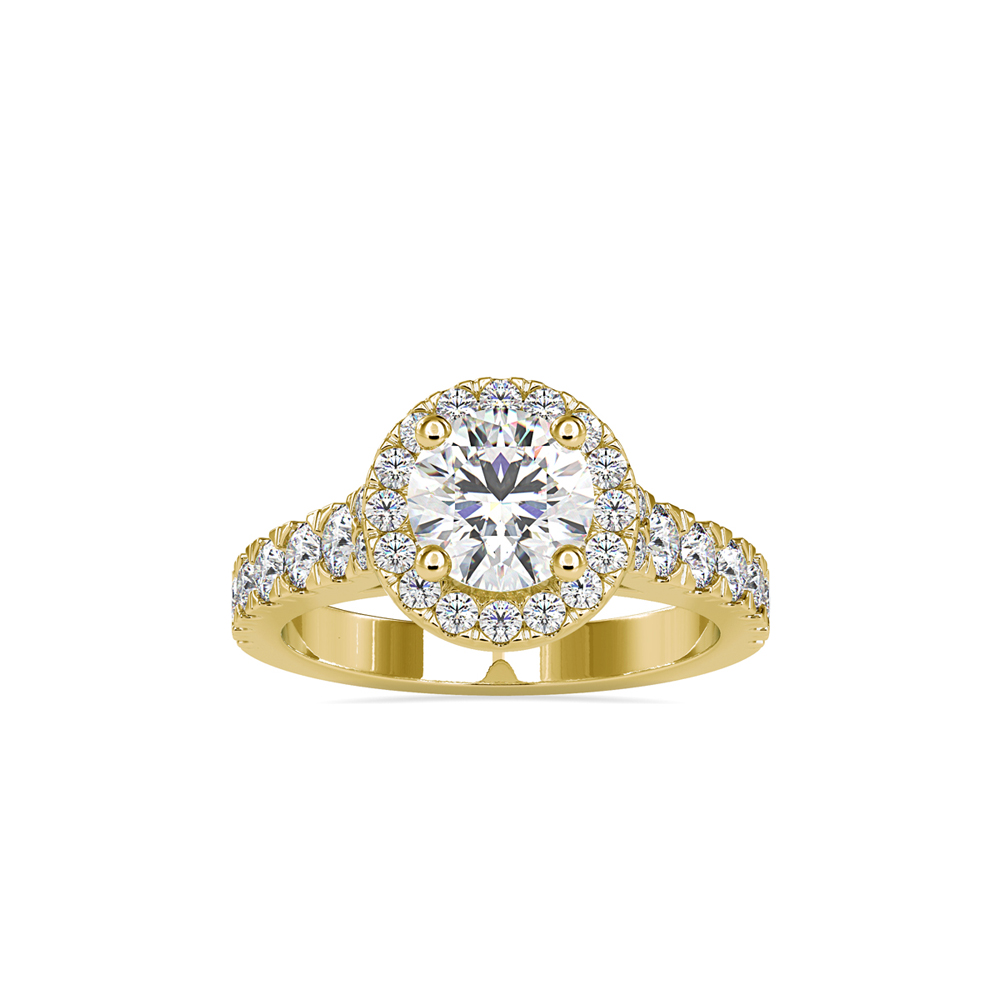 Round Diamond Halo Engagement Ring with Graduating Accents