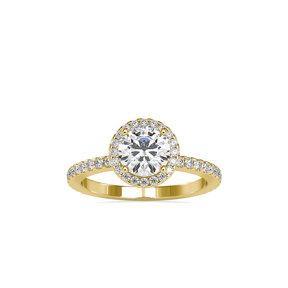 Delicate Round Halo Solitaire with Micropave Shank