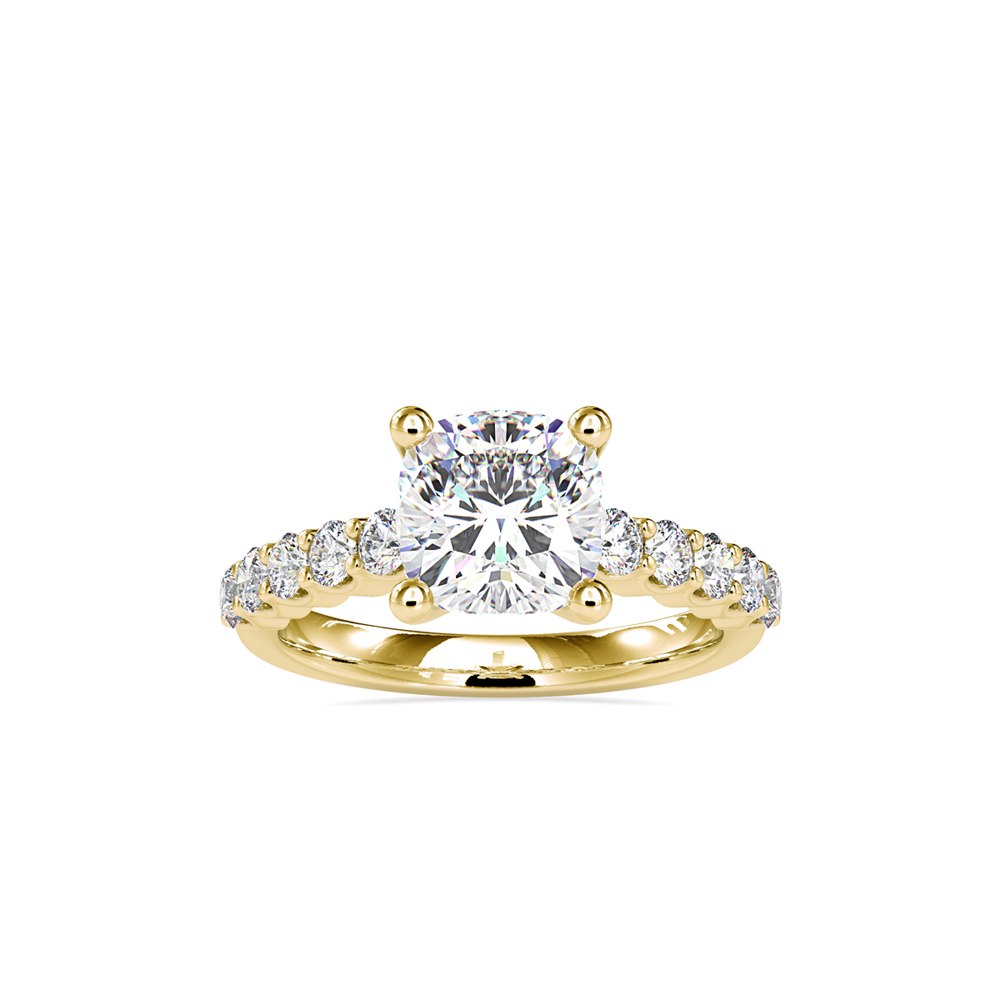 Classic Cushion Solitaire with Side Stones