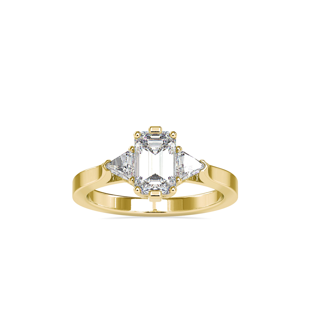 Emerald-Cut Diamond Ring with Trillion Side Stones
