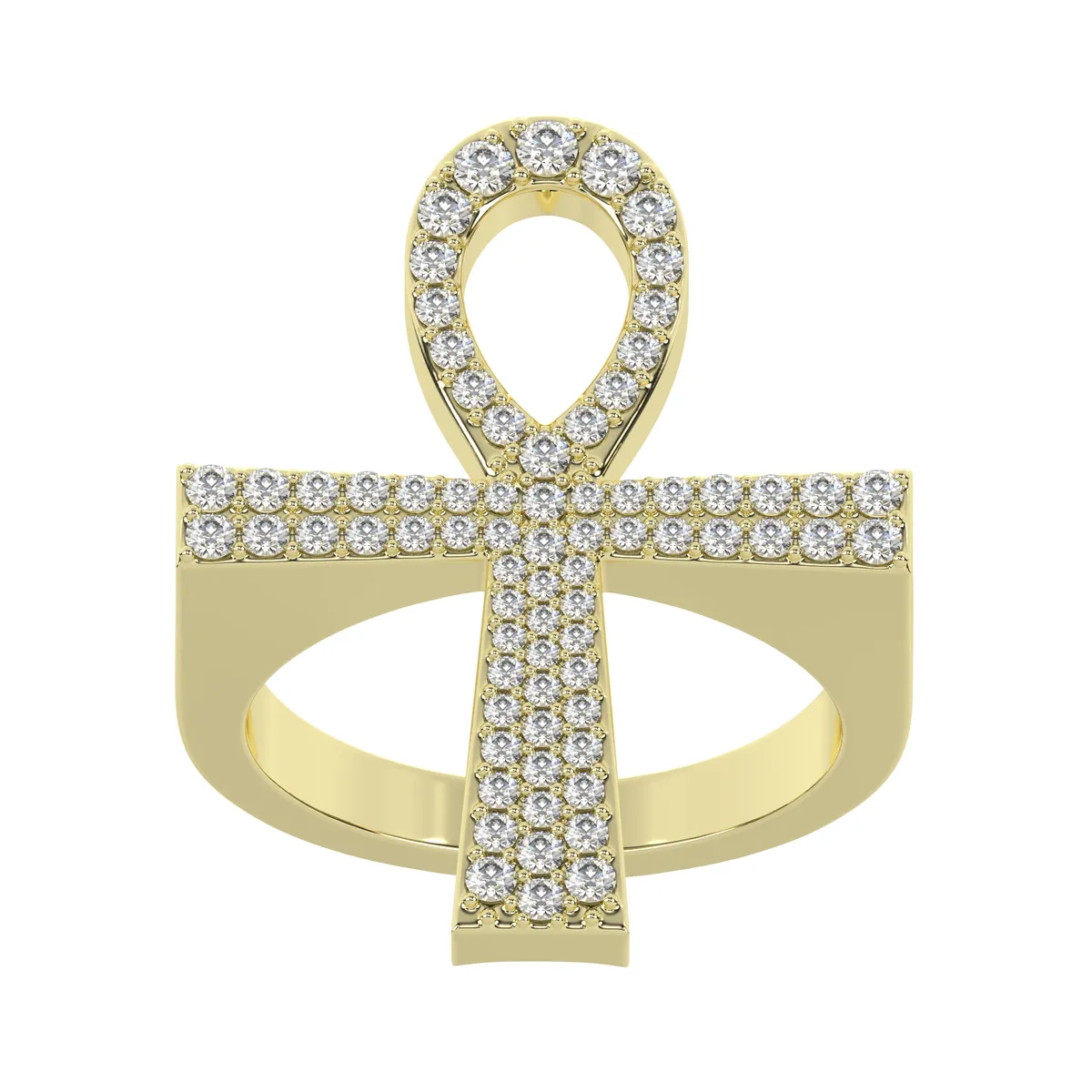 Pave Diamond Egyptian Key of Life Ring