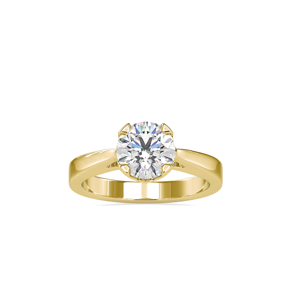 Yellow Gold Round Diamond Ring with Hidden Accent Stone