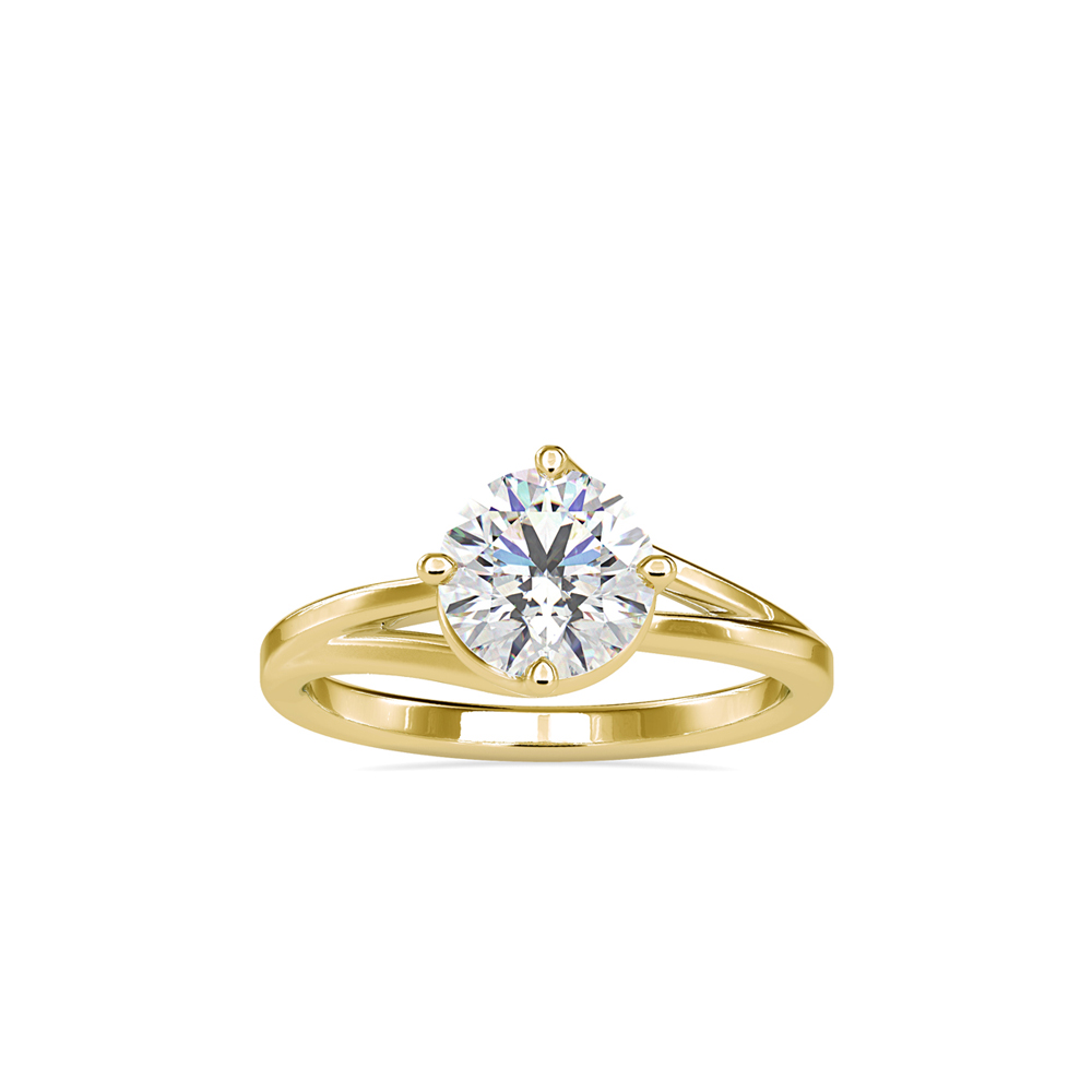 Bypass/Split-Shank Solitaire Ring in Yellow Gold