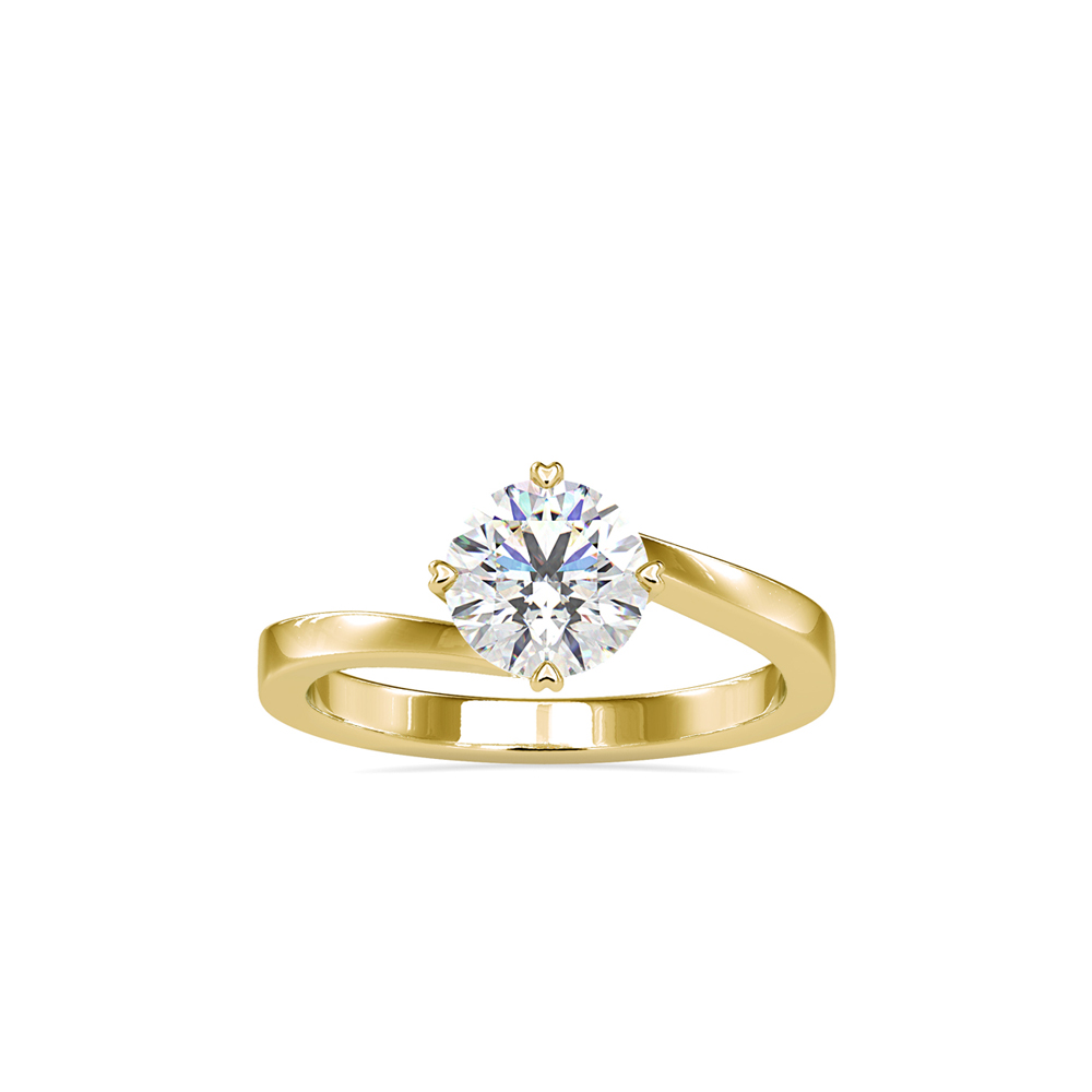 Round Diamond Ring with Diagonal/Wrap-Around Shank