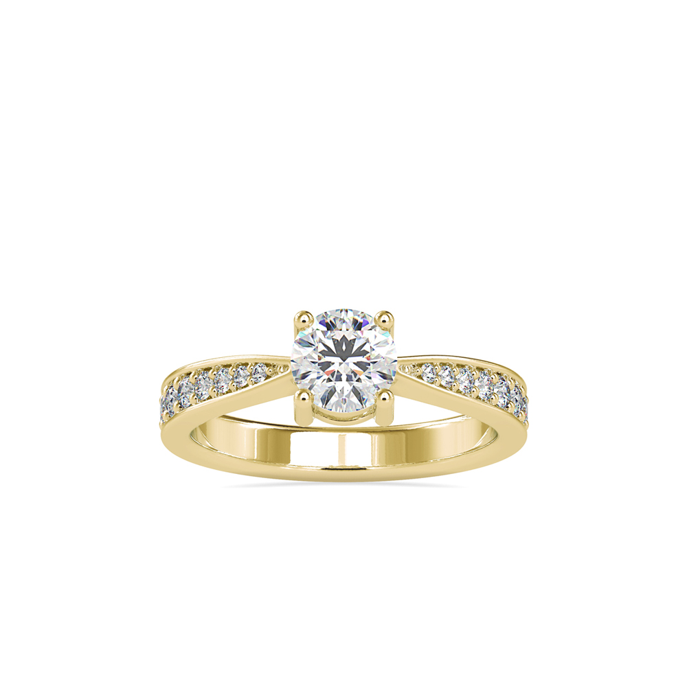 Split Shank Solitaire Engagement Ring with Pavé Diamonds
