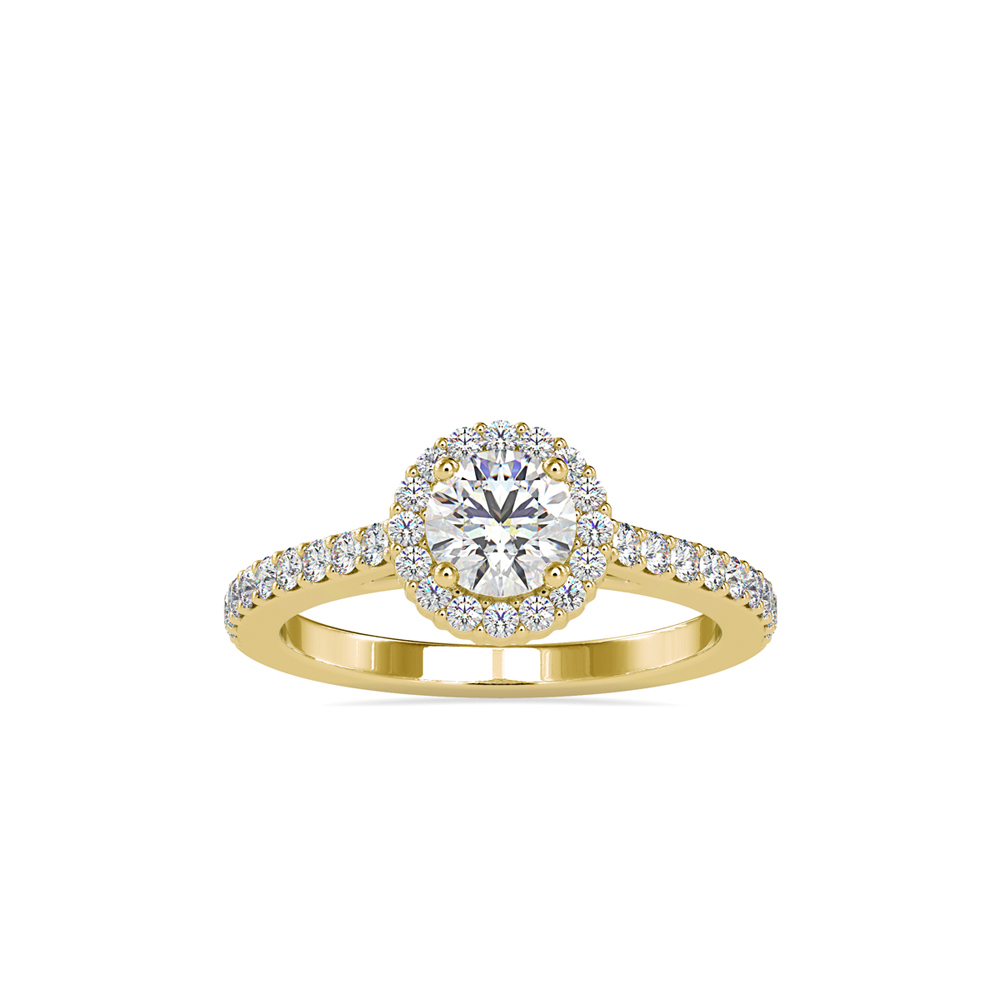 Micro-Pavé Halo and Side Stone Engagement Ring