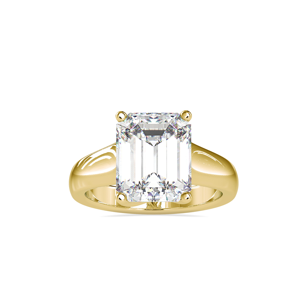 Emerald Cut Solitaire Engagement Ring with Crossover Shank