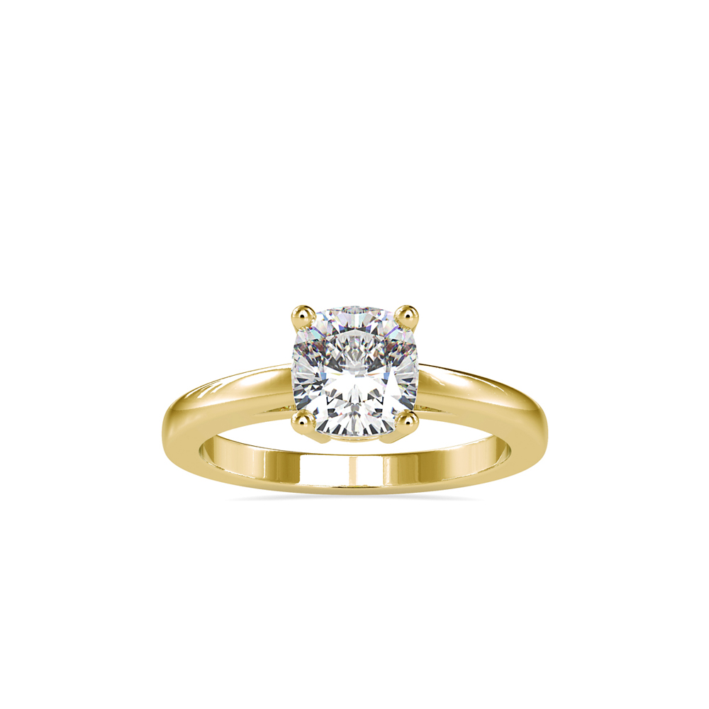 High-Set Cushion Cut Solitaire with Polished Band