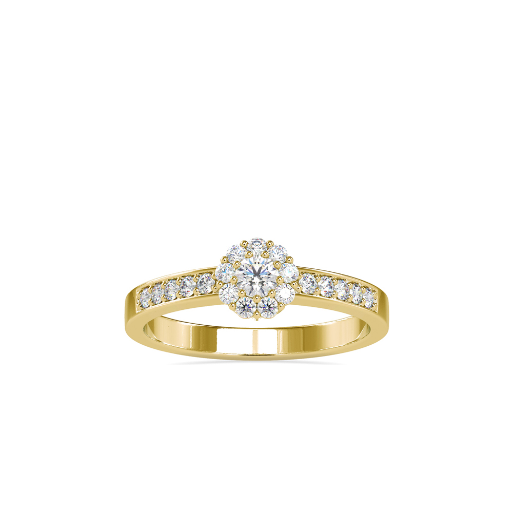 Yellow Gold Round Diamond Flower Cluster Ring