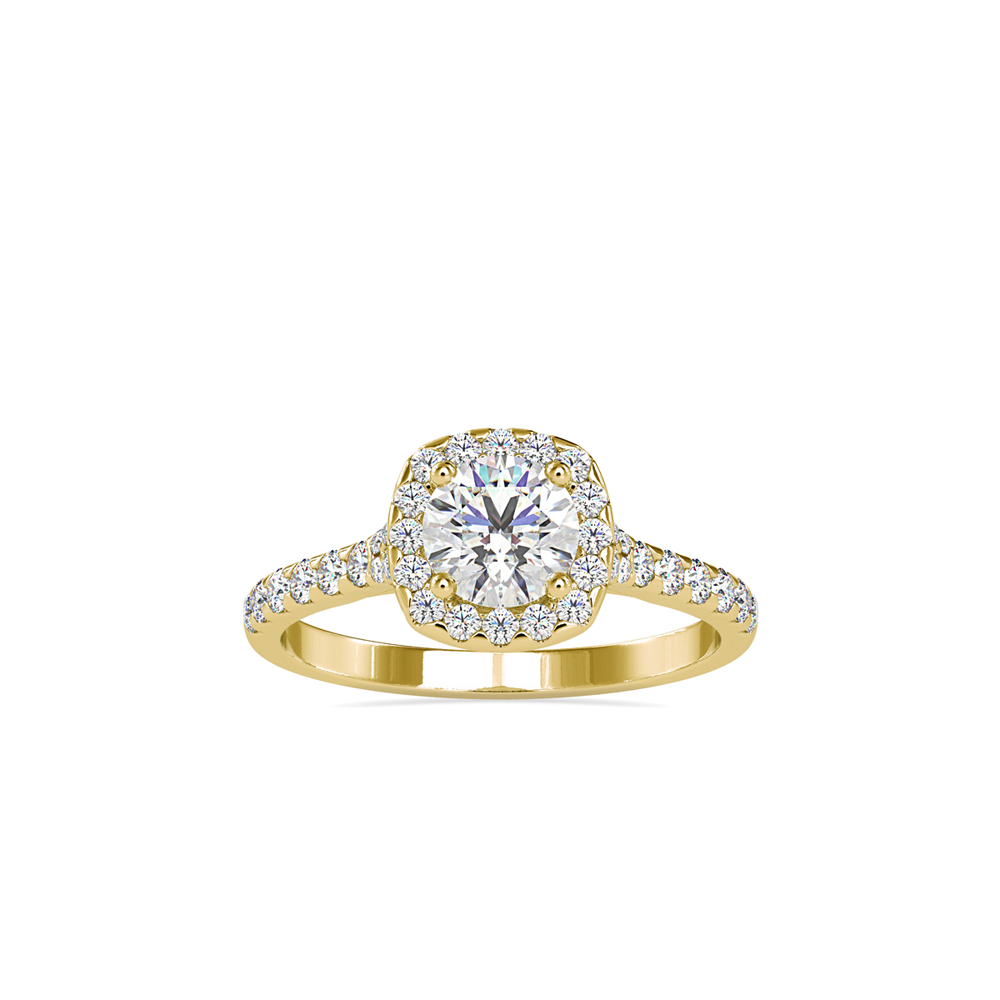 Round Diamond in Square Halo Engagement Ring