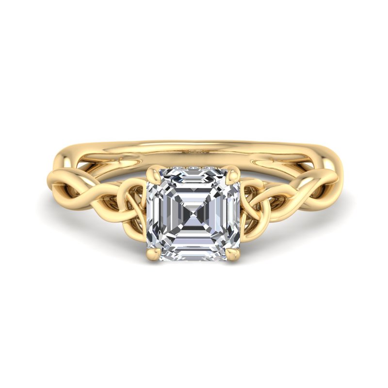 Asscher Diamond Engagement Ring with Celtic Knot Band