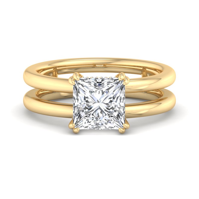 Princess Cut Solitaire with Split-Shank Band