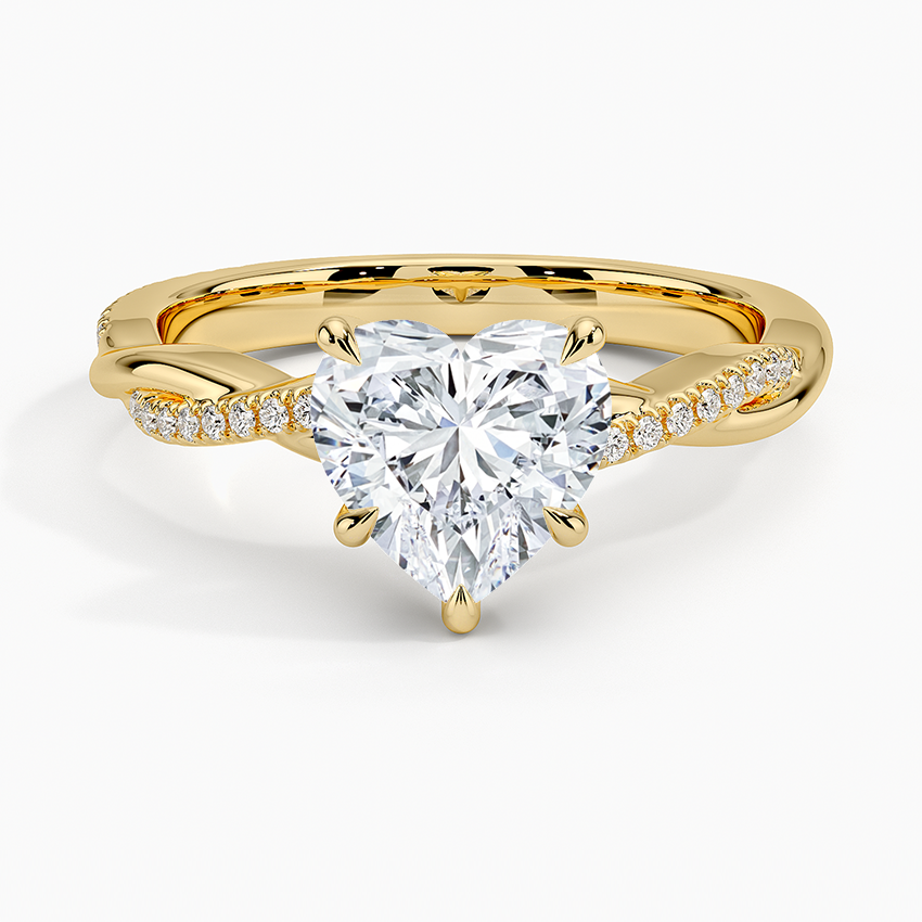 Heart-Shaped Solitaire with Twisted Diamond Band