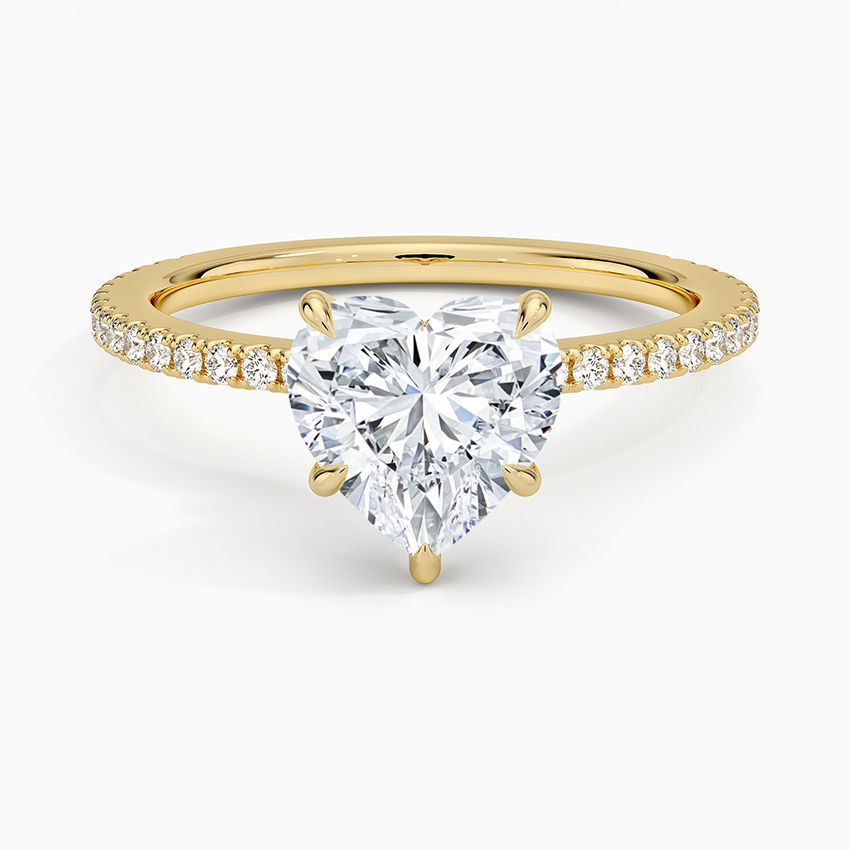 Heart-Shaped Diamond Engagement Ring with Hidden Pave Accents